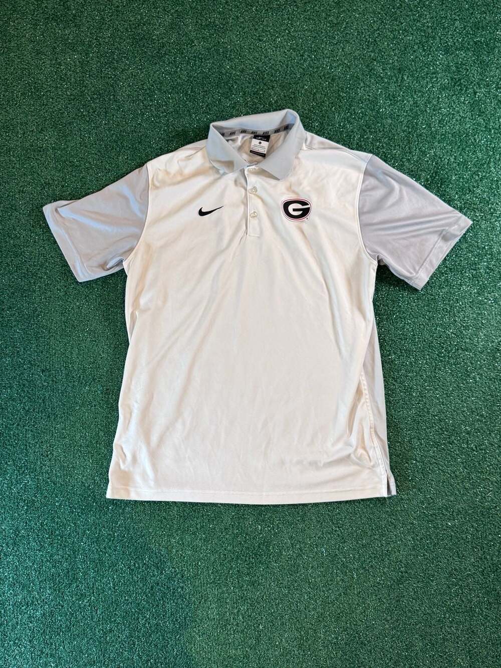 Nike Georgia Bulldogs Dri-FIT Polo Size L Gray White